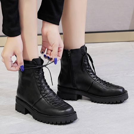 Women's Thick-Soled Spring And Autumn Thick Heel Short Martin Boots
